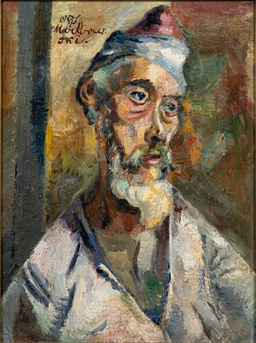 Portrait painting by Nikola Martinoski of an elderly bearded man